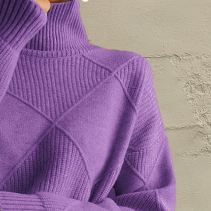 Geometric Turtleneck Long Sleeve Sweater.