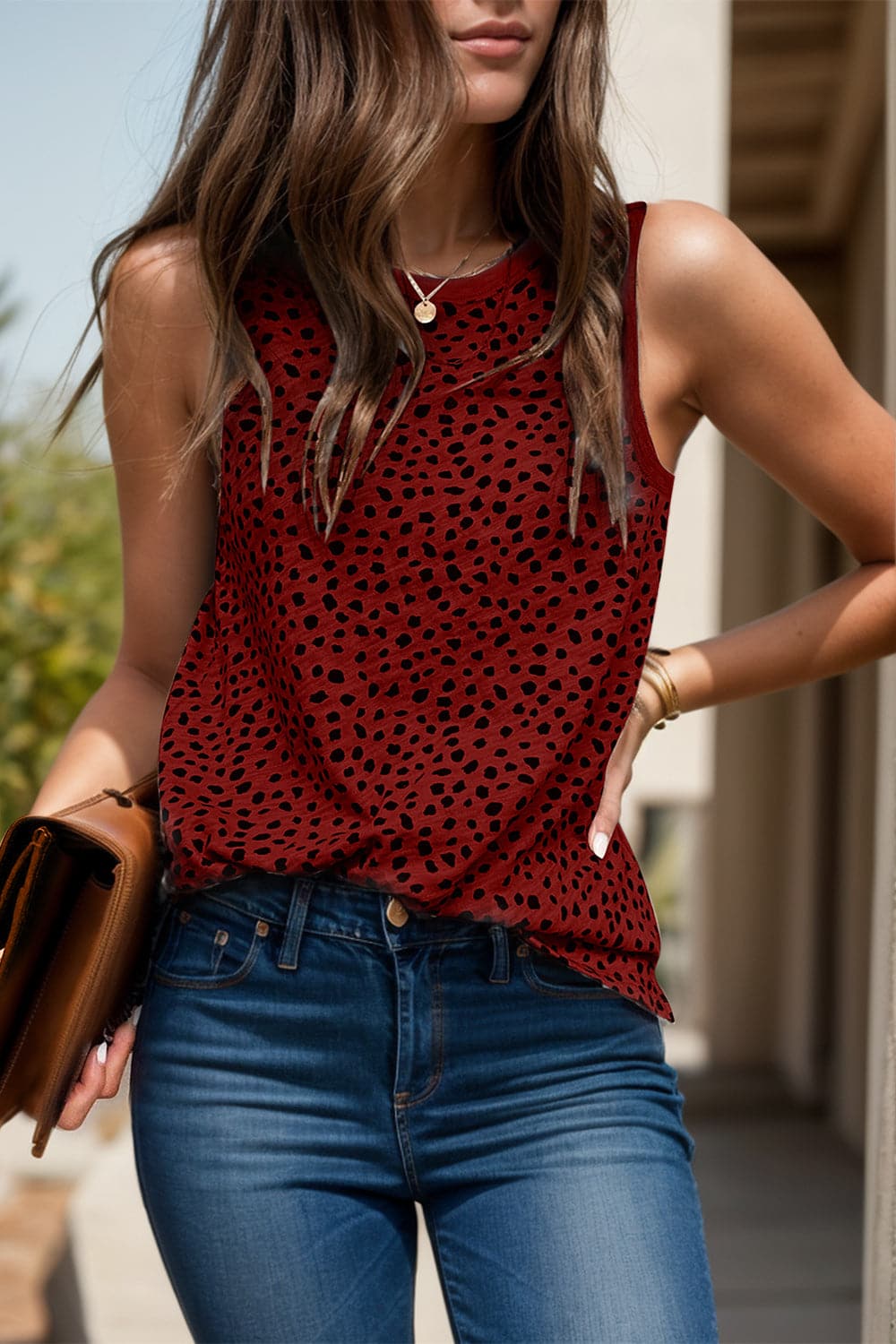 Printed Round Neck Tank.