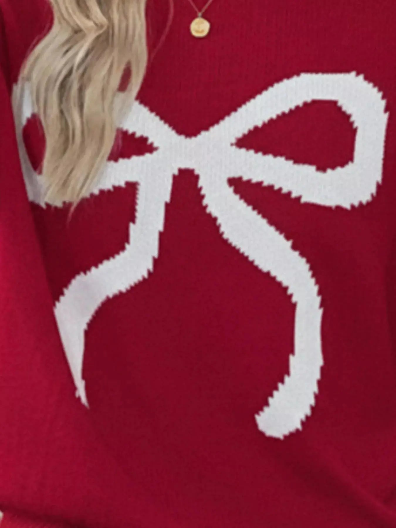 Bow Round Neck Sweater Simply Love