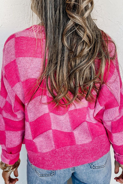 Checkered Button Up Long Sleeve Cardigan.