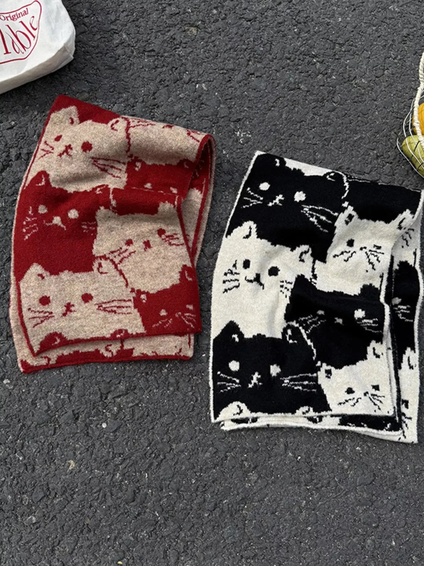 Cute Cat Pattern Knitted Scarf Simply Love