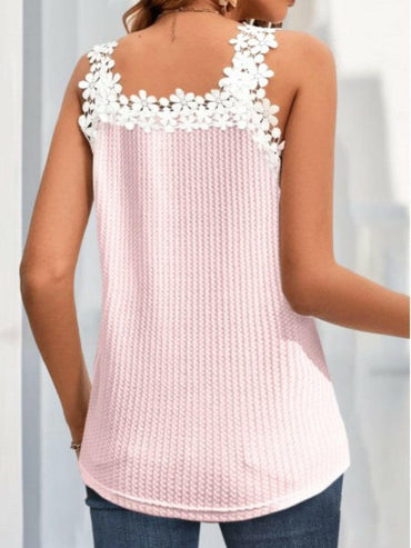 Lace Detail V-Neck Tank.