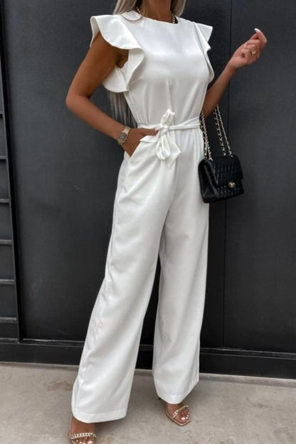 Power Move Ruffle-Sleeve Jumpsuit