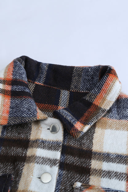 Chic geometric plaid pocket shacket for cozy layering