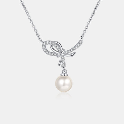 Natural Pearl Pendant Moissanite 925 Sterling Silver Necklace.