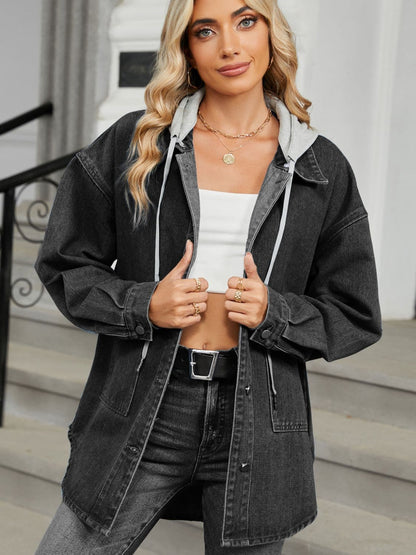 Chic removable hooded denim jacket