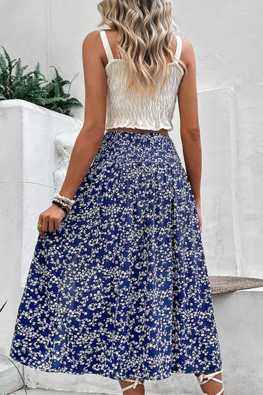 Ditsy Floral Slit High Waist Skirt.