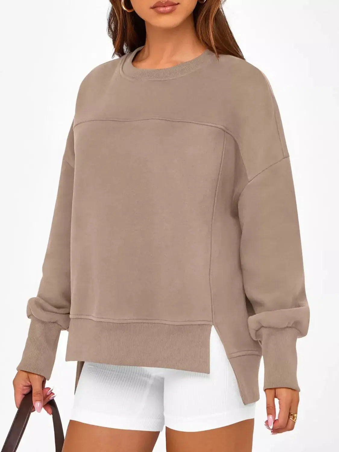 Casual Loose Side Slit Sweatshirt Simply Love