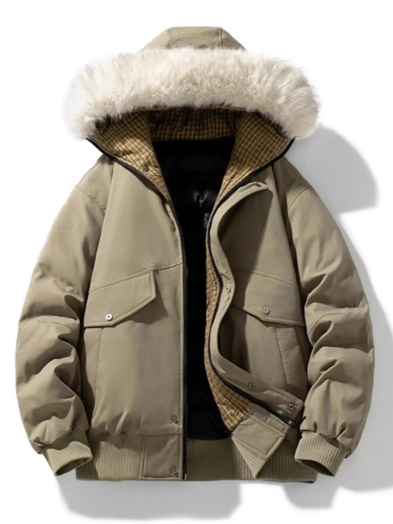 Men's Plus Size Fur Hooded Warm Padded Coat Simply Love
