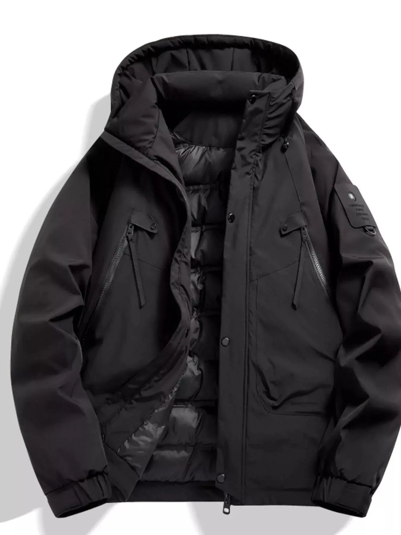 Men's Plus Size Hooded Snap Down Jacket Simply Love