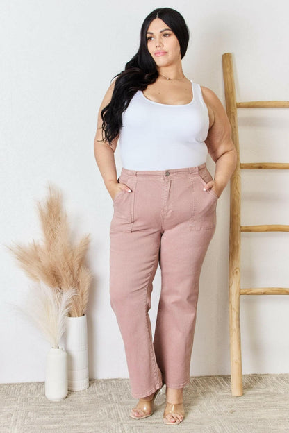 RISEN Full Size High Rise Ankle Flare Jeans.