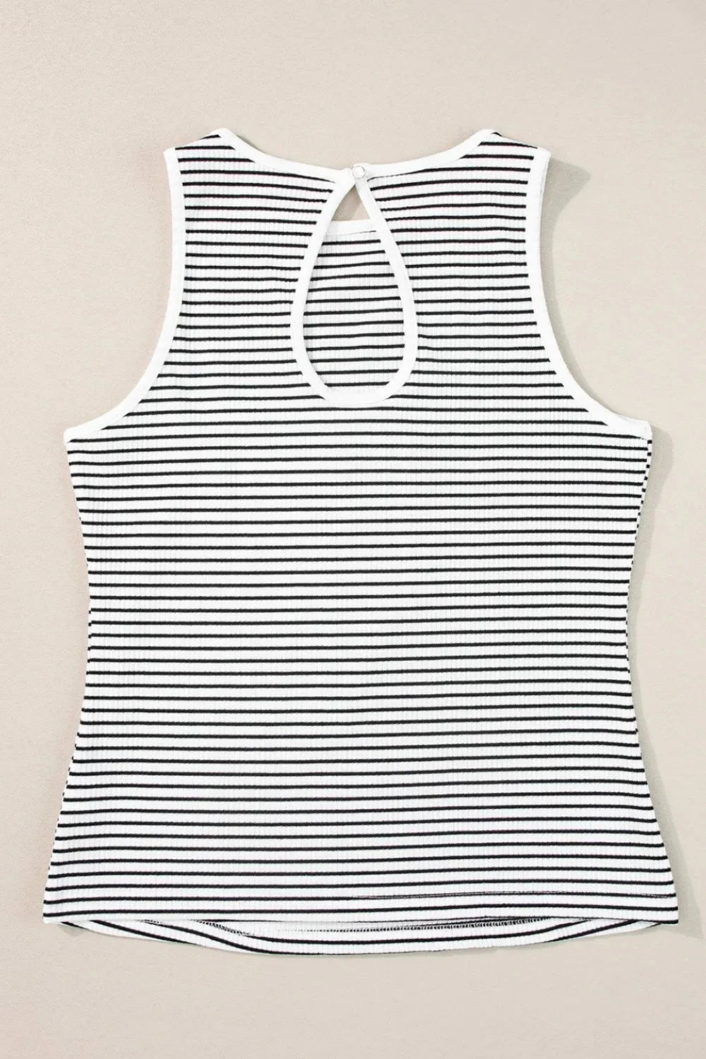 Striped Ribbed Round Neck Tank Simply Love