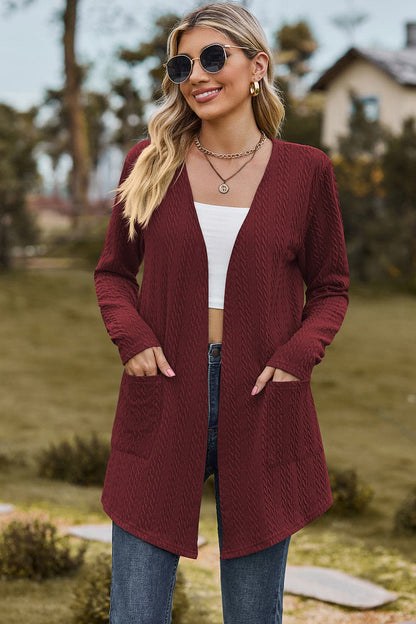 Open Front Long Sleeve Cardigan.