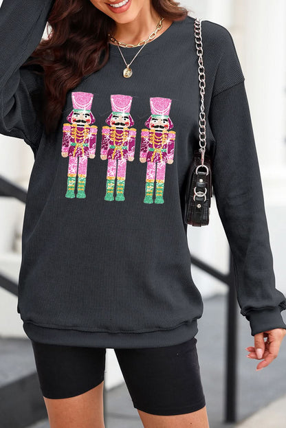 Sparkling Nutcracker Sequin Sweatshirt with Long Sleeves