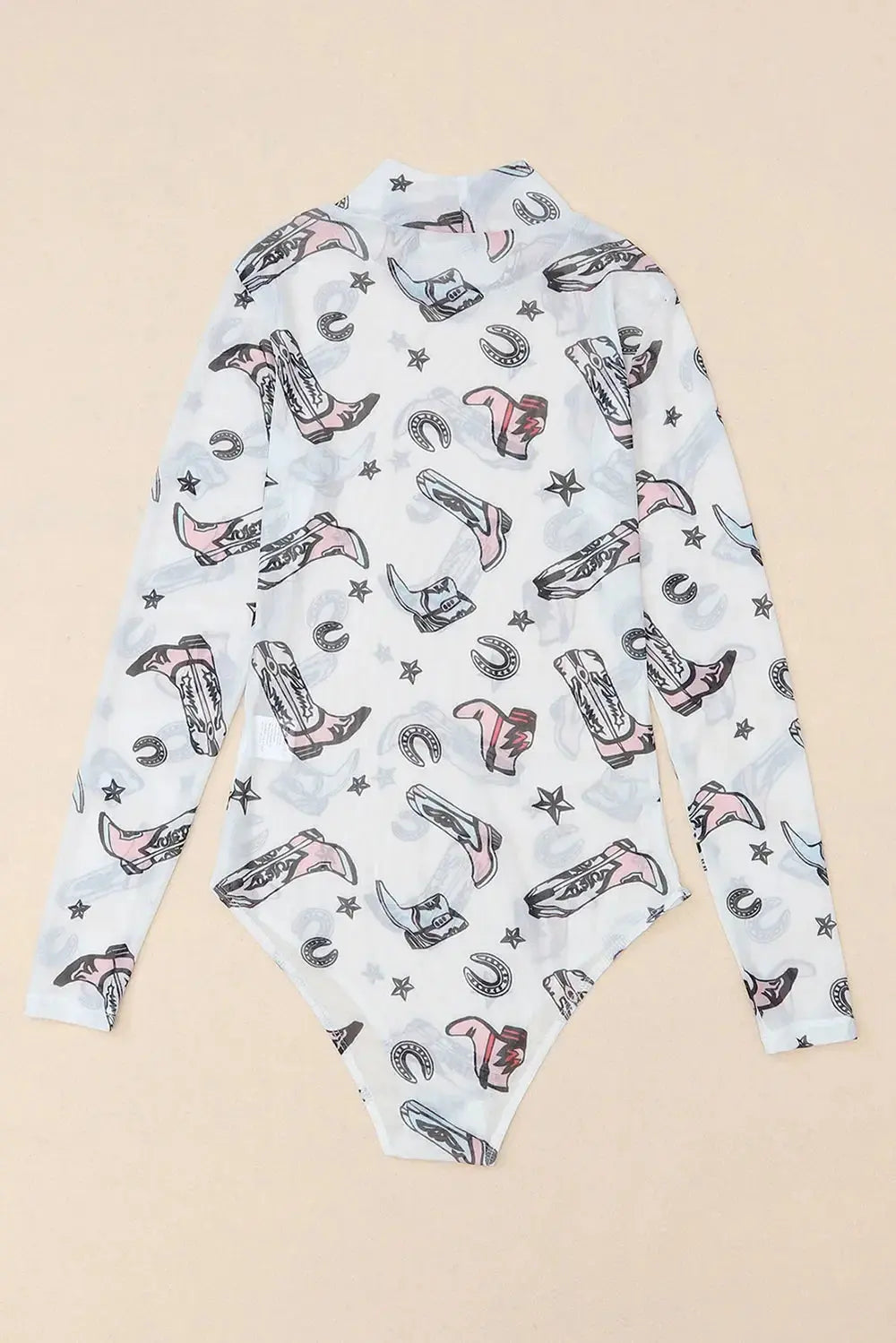 Printed Mock Neck Long Sleeve Bodysuit Coco’s Tee Boutique