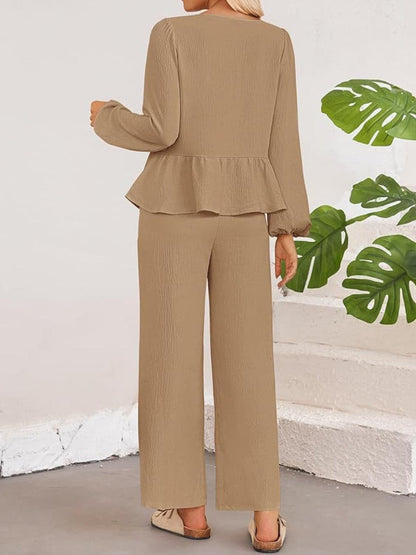 Chic balloon sleeve top & pants set