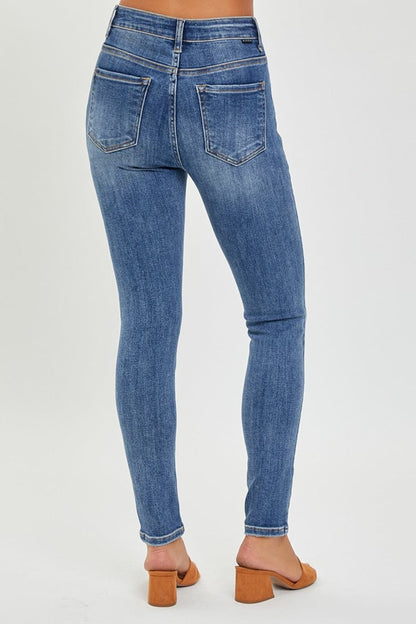 RISEN Full Size Mid Rise Ankle Skinny Jeans.