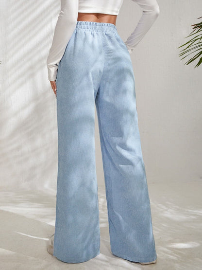 Slit Pocketed High Waist Wide Leg Pants.