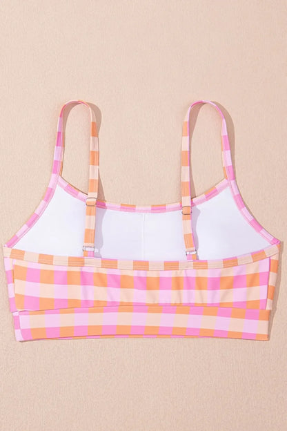 Plaid Print High Waist Bikini Set