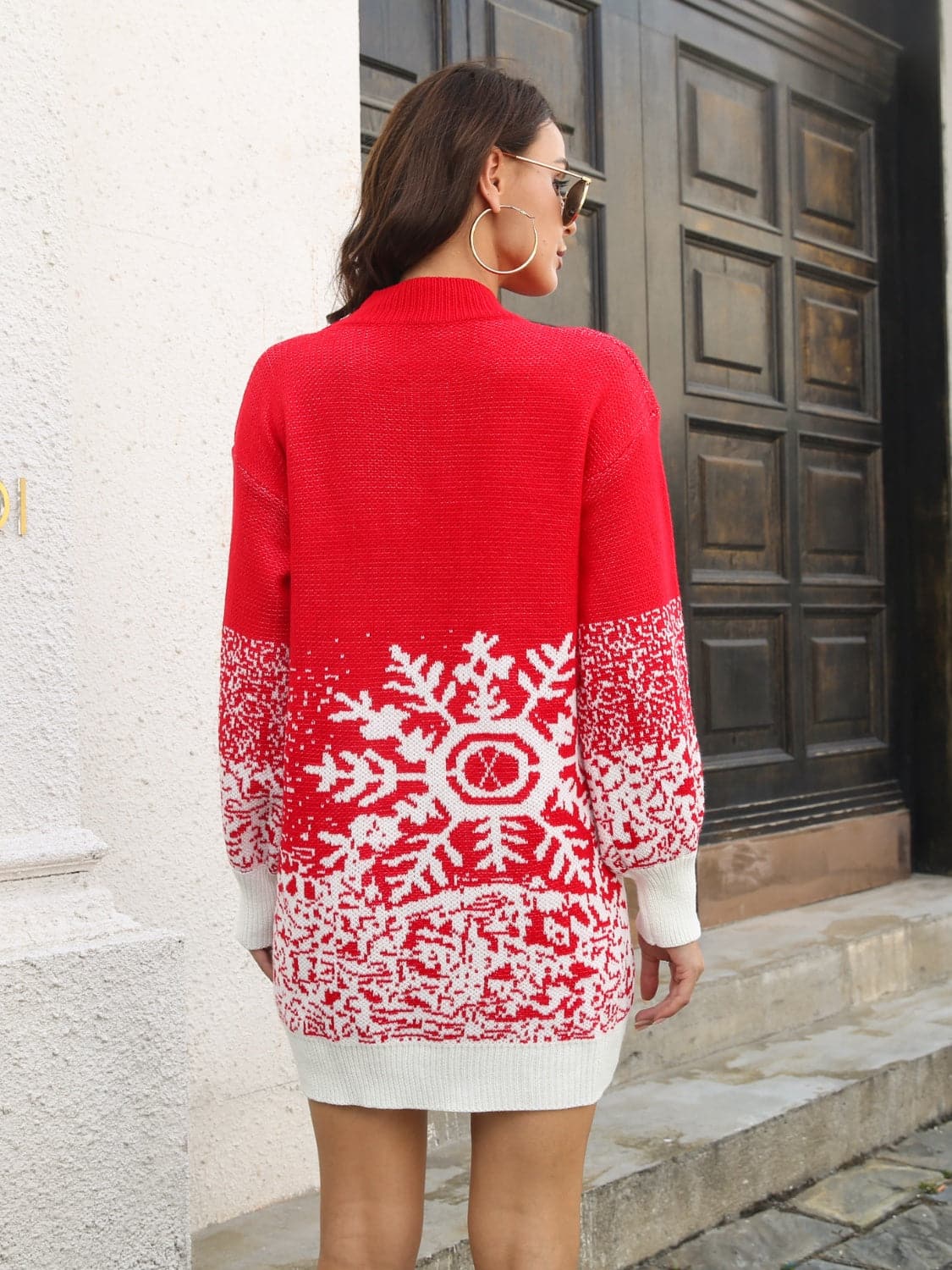 Snowflake Pattern Sweater Dress.