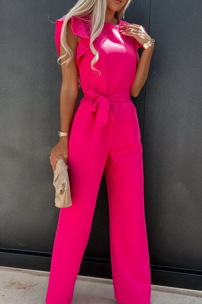 Power Move Ruffle-Sleeve Jumpsuit
