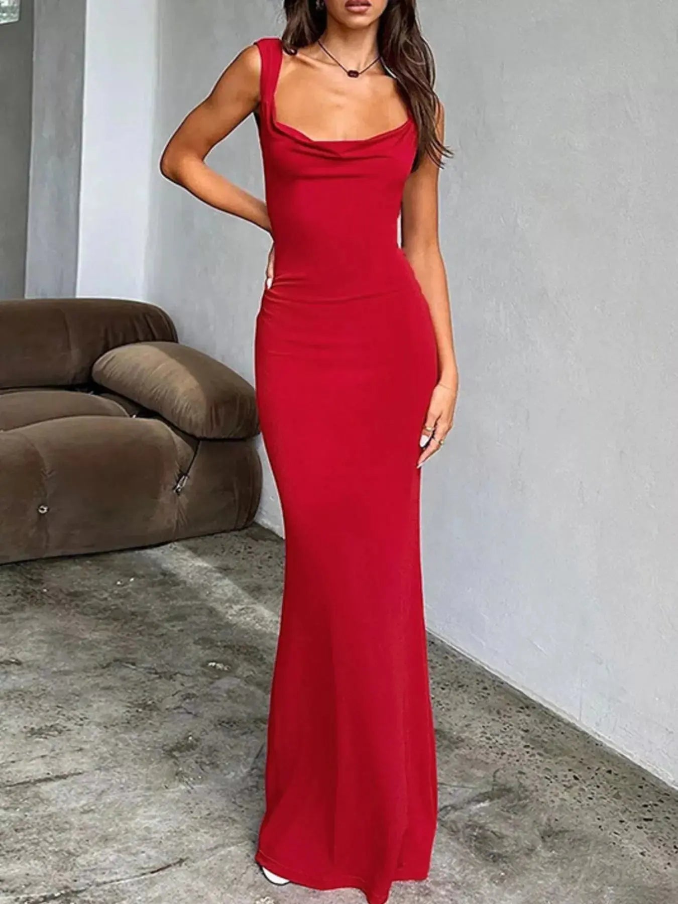 Backless Wide Strap Maxi Dress Simply Love