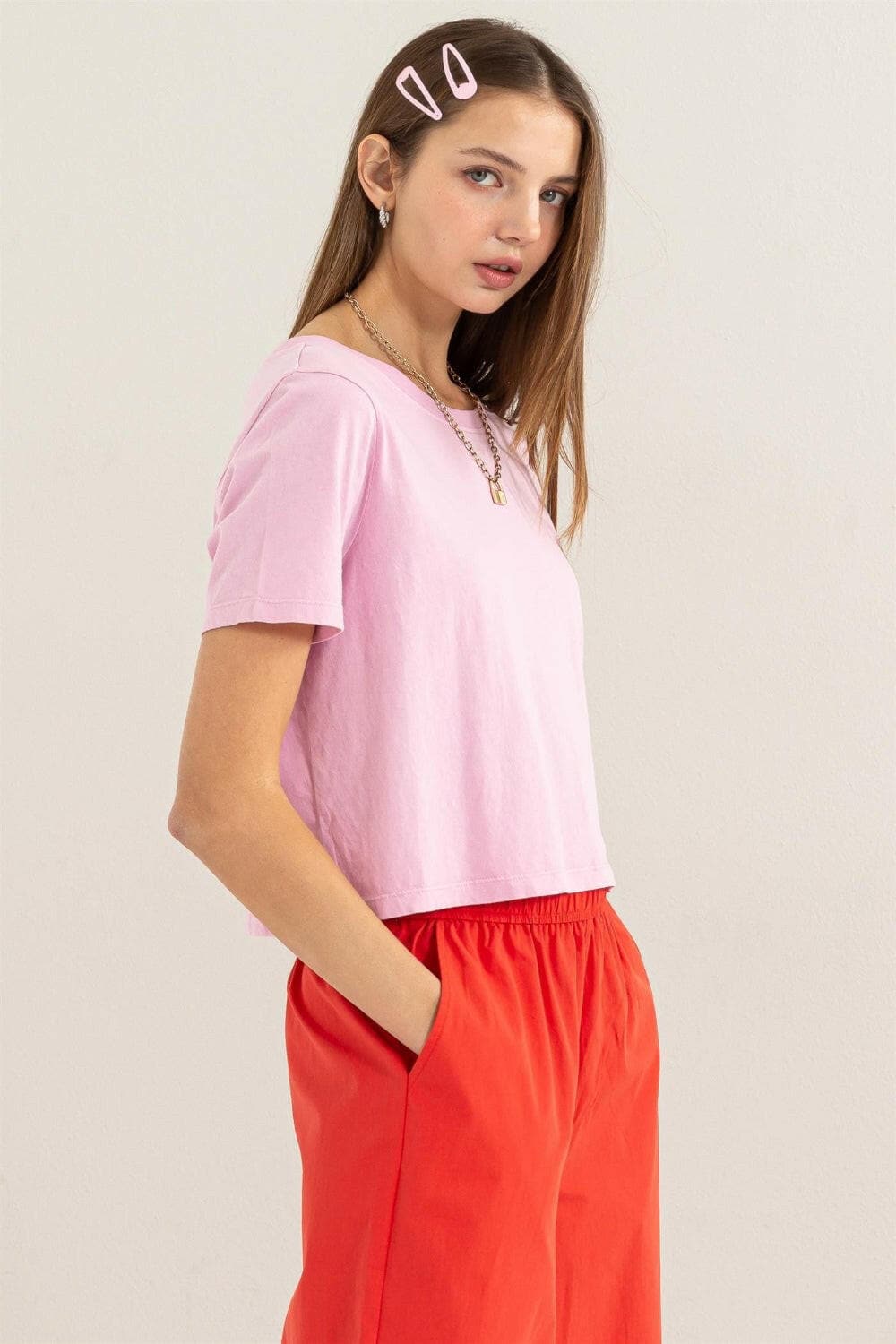 HYFVE Round Neck Cropped T-Shirt.