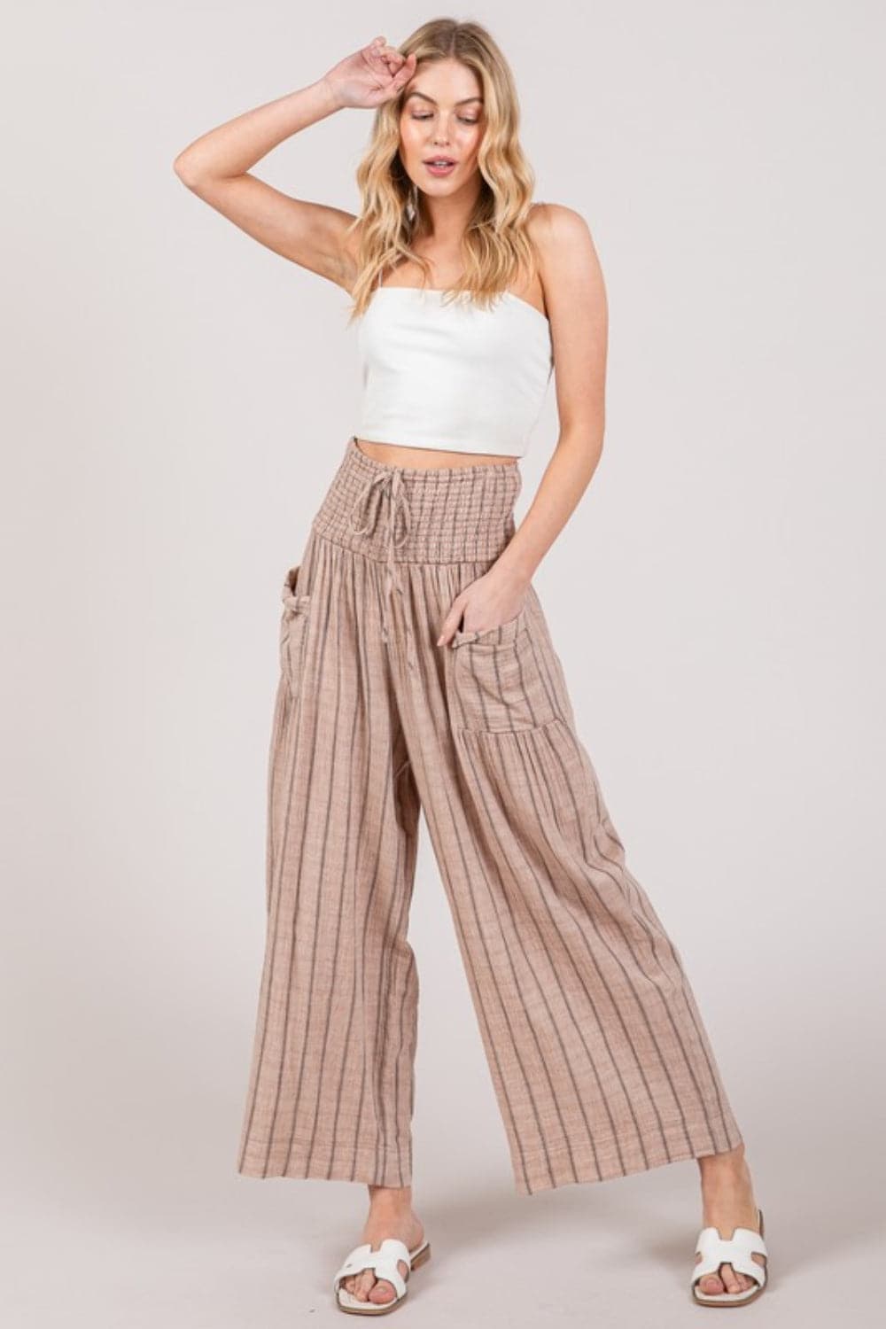 SAGE + FIG Cotton Gauze Wash Stripe Pants.