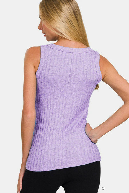 Zenana Ribbed Round Neck Tank.