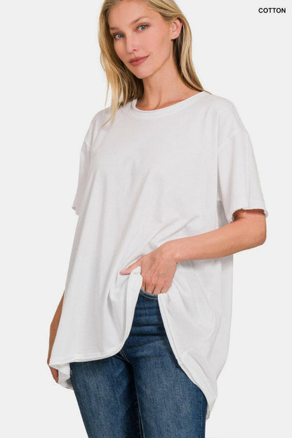 Zenana Round Neck Short Sleeve T-Shirt.