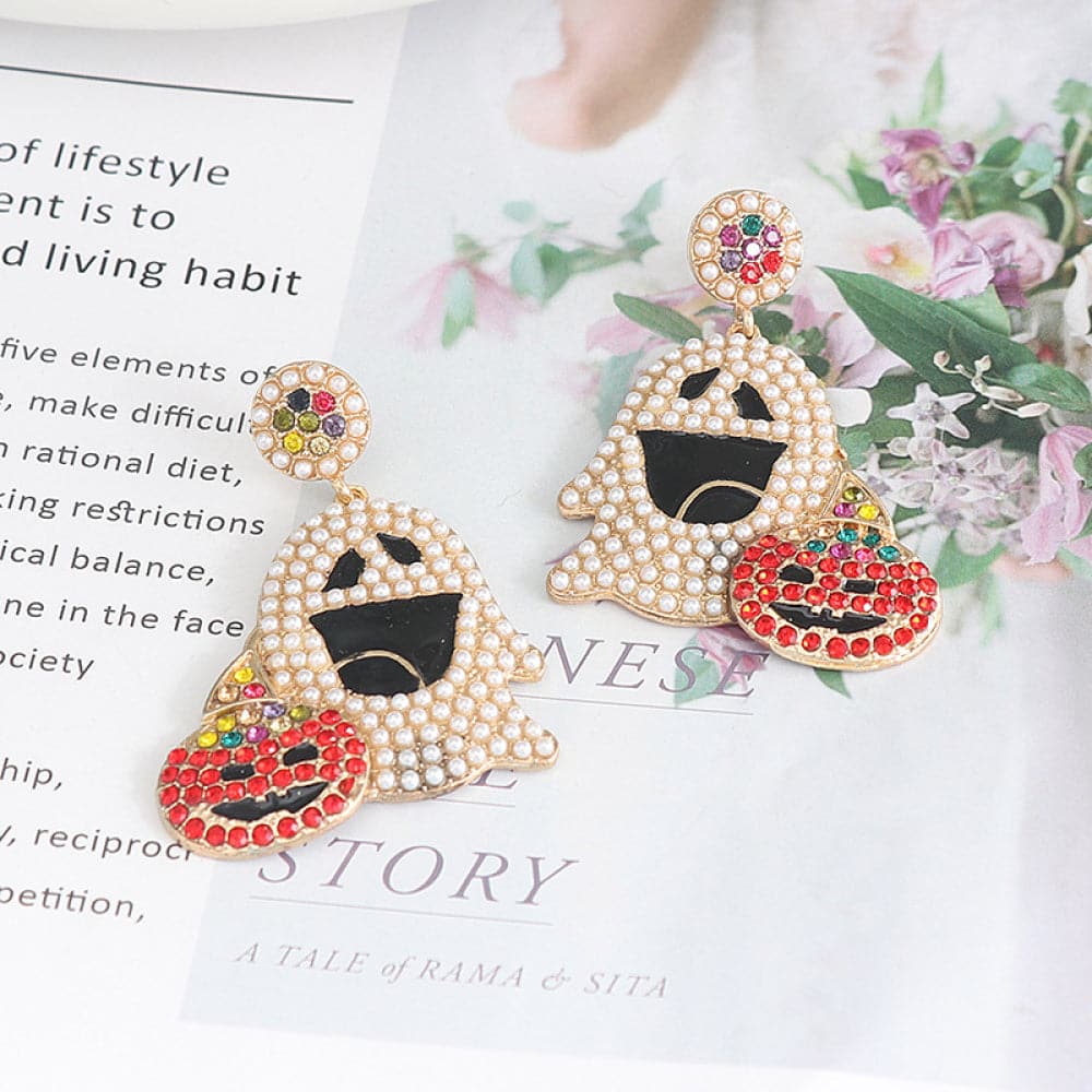 Sparkling ghost alloy earrings