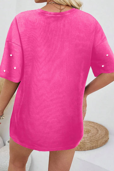 Simply Love Pearl T-Shirt: Round Neck, Half Sleeve