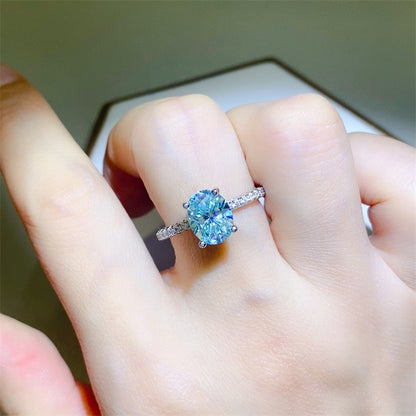 Elegant 2 Carat Moissanite and Zircon Ring in 925 Sterling Silver