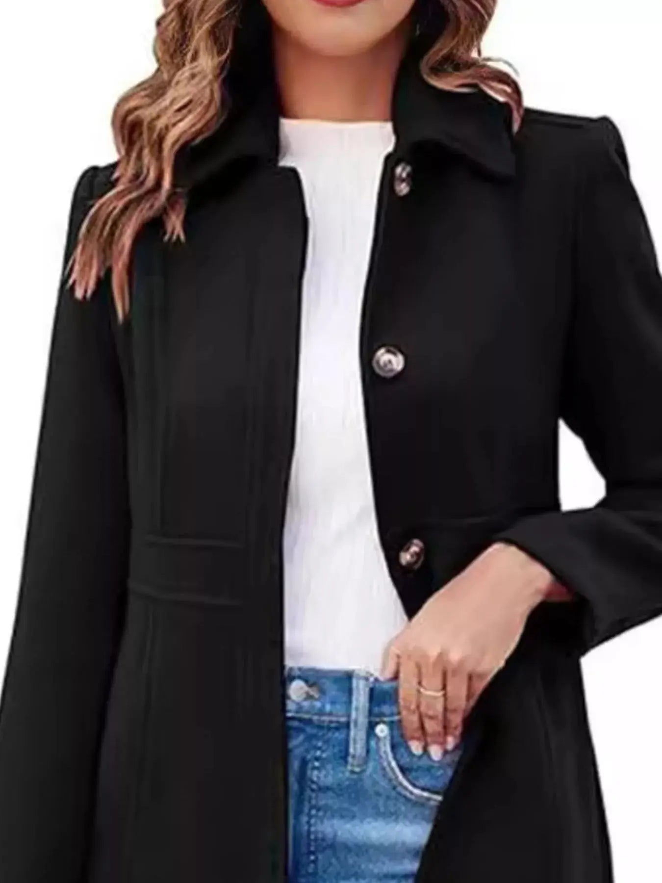 Button-Down Wool Blend Coat Simply Love