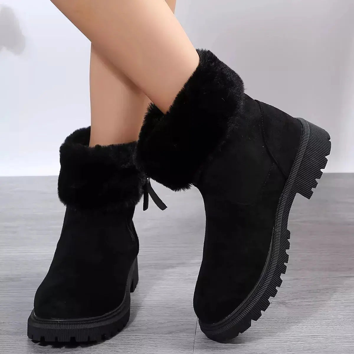 Side Zipper Fuzzy Boots Simply Love