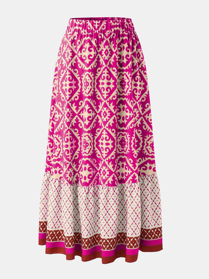 Geometric Elastic Waist Maxi Skirt.