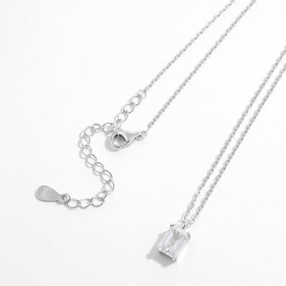 Elegant 925 sterling silver zircon charm necklace