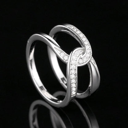 Twisted Inlaid Zircon Double-layered Ring.