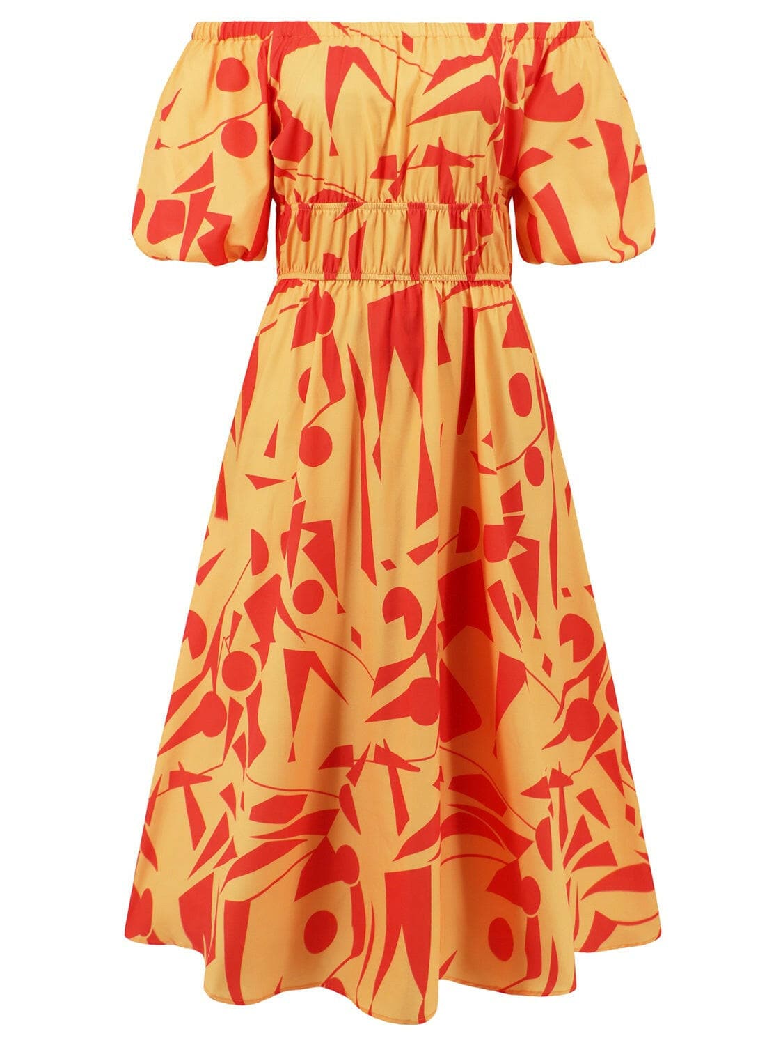 Printed Off-Shoulder Balloon Sleeve DressStep into Style with our Printed Off-Shoulder Balloon Sleeve Dress
 
 
Chic and Trendy: Elevate your wardrobe with this stylish off-shoulder dress featuring balloon Love Salve -Shoulder Balloon Sleeve DressColor