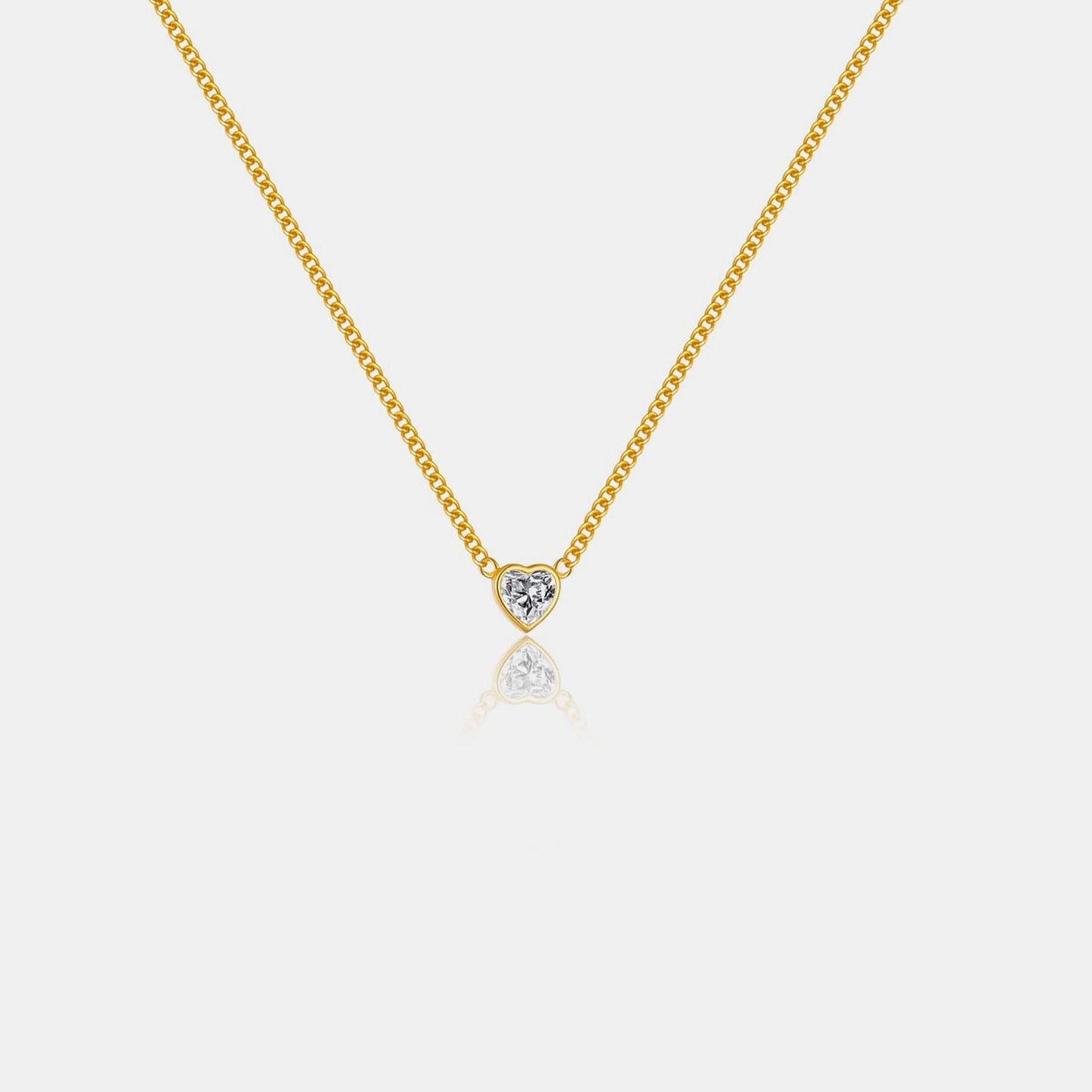 Heart Inlaid Zircon 925 Sterling Silver Necklace.