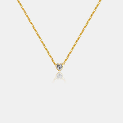 Heart Inlaid Zircon 925 Sterling Silver Necklace.