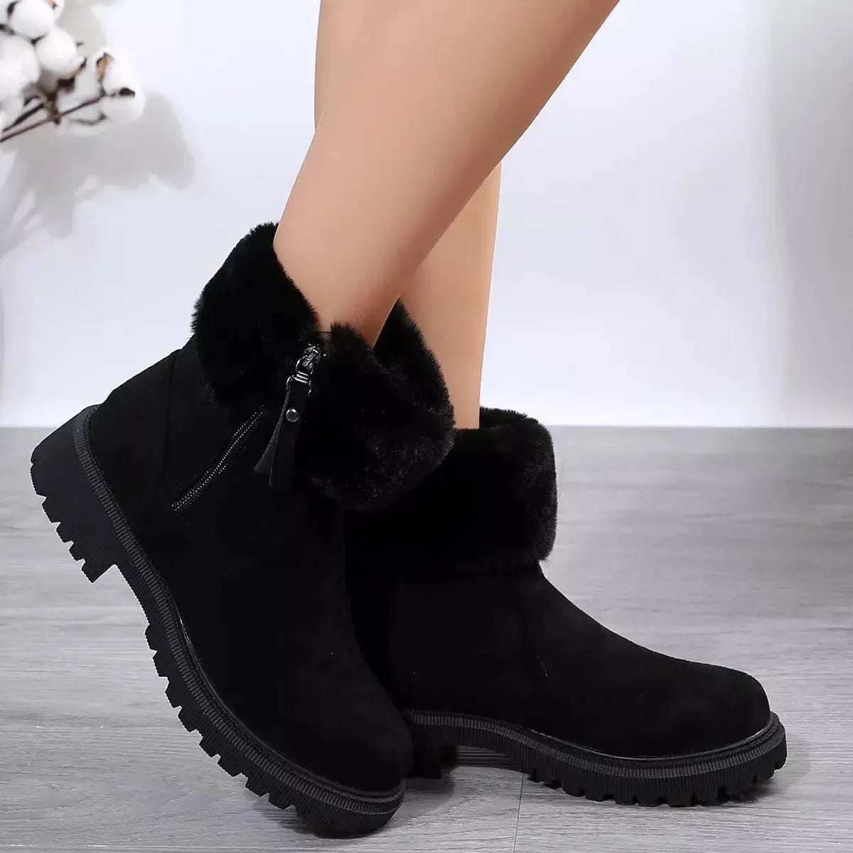 Side Zipper Fuzzy Boots Simply Love