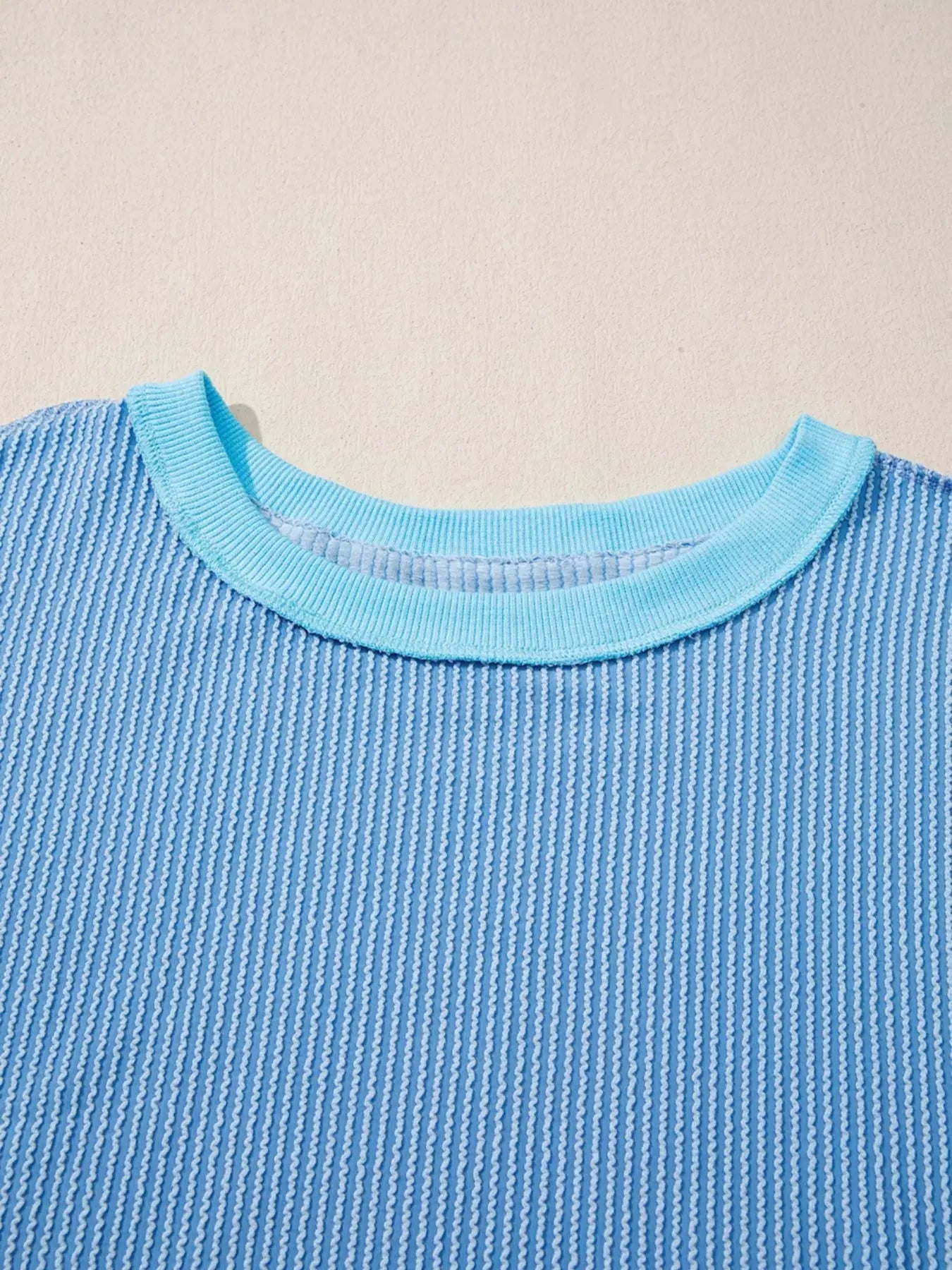 Twisted Rib Uneven Hem Drop Shoulder Loose Knit Top Simply Love