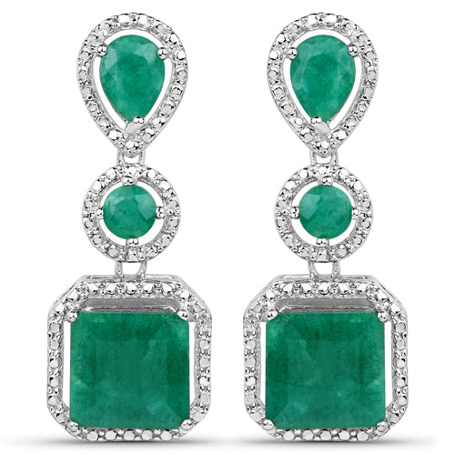 7.85 Carat Dyed Emerald .925 Sterling Silver Earrings