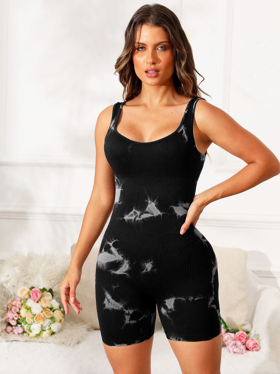 Tie-Dye Wide Strap Active Romper Coco’s Tee Boutique