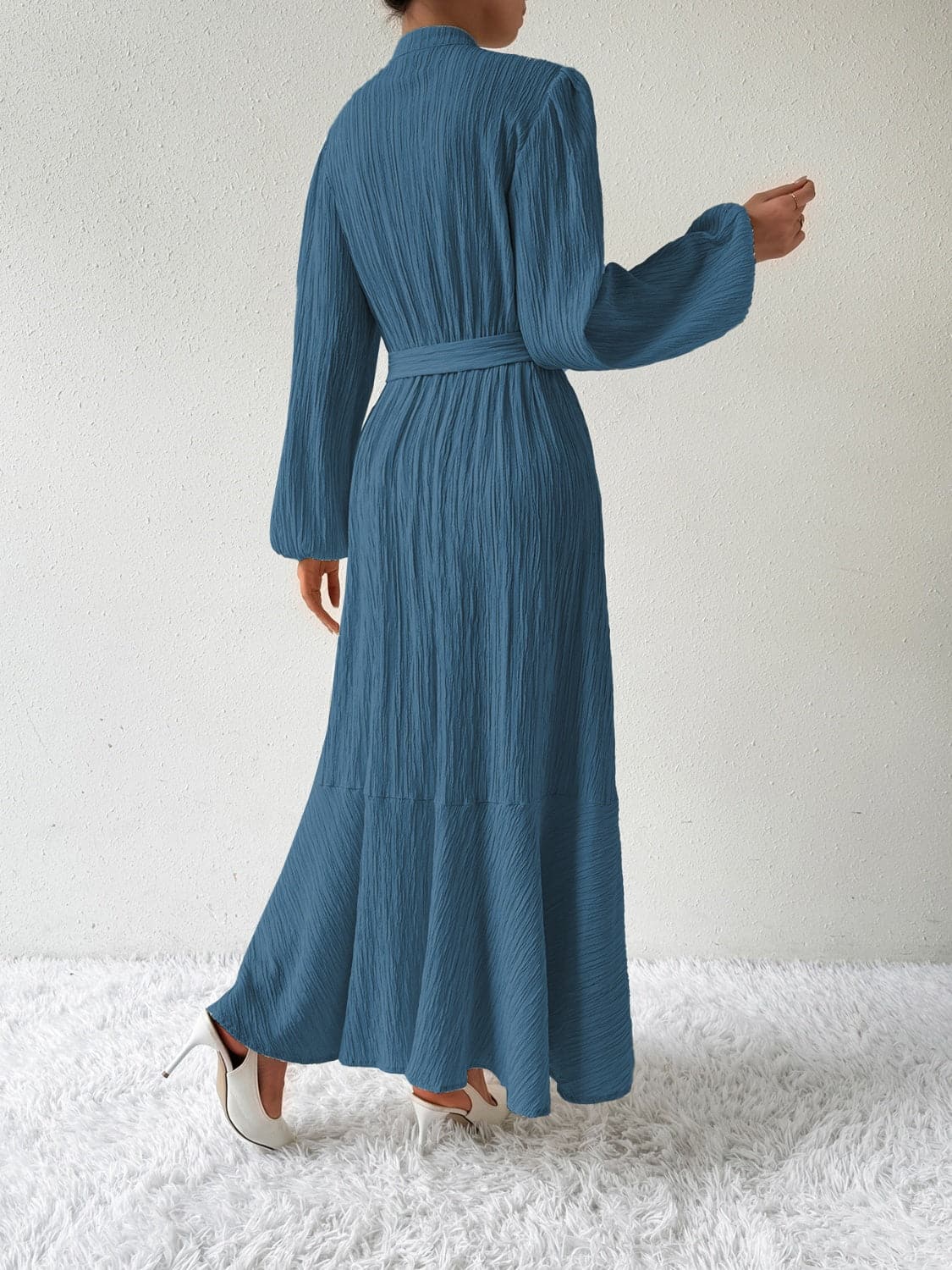 Tie Waist Long Sleeve Dress.