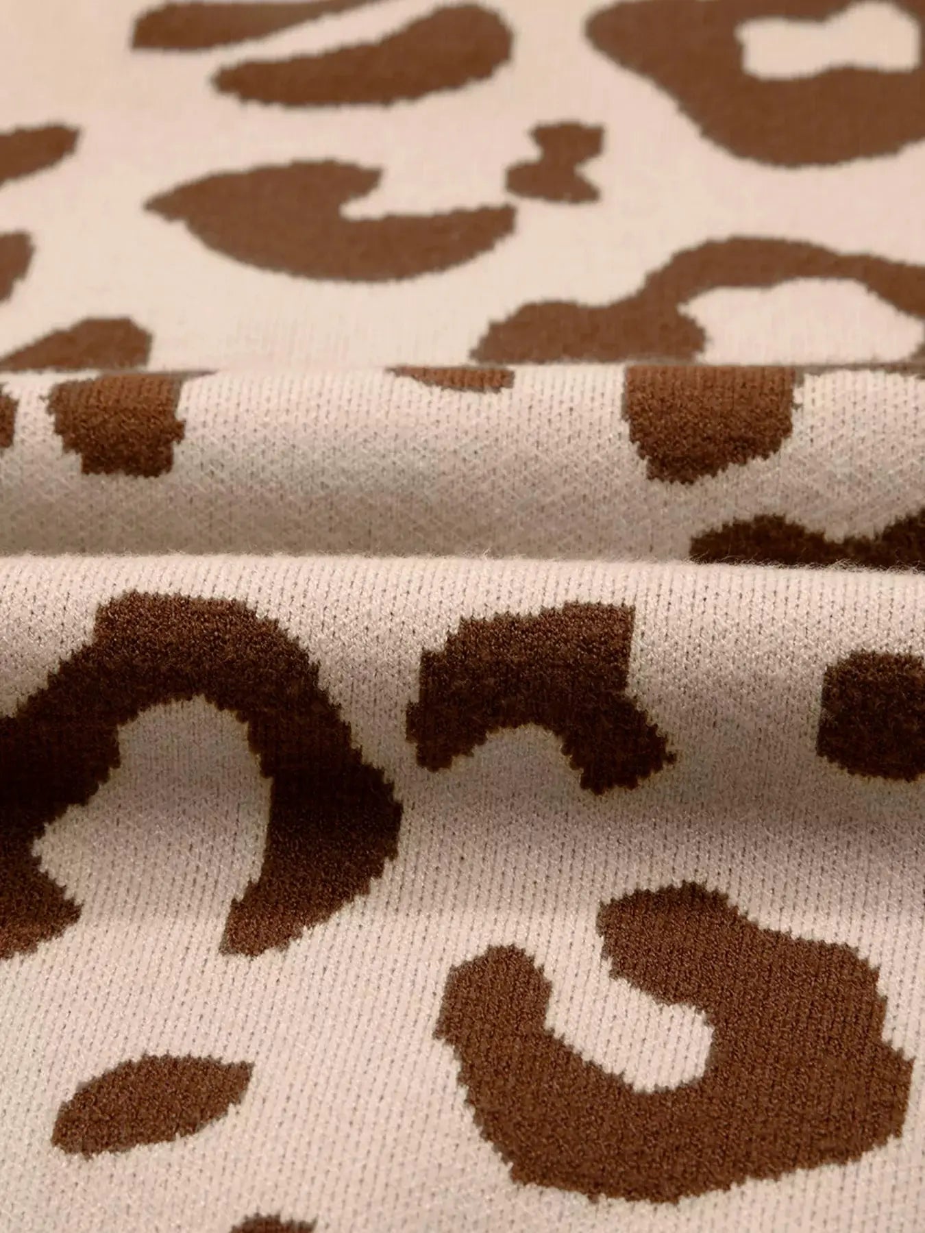 Leopard Print Knit Sweater Notched V Neck Casual Cozy Top Simply Love