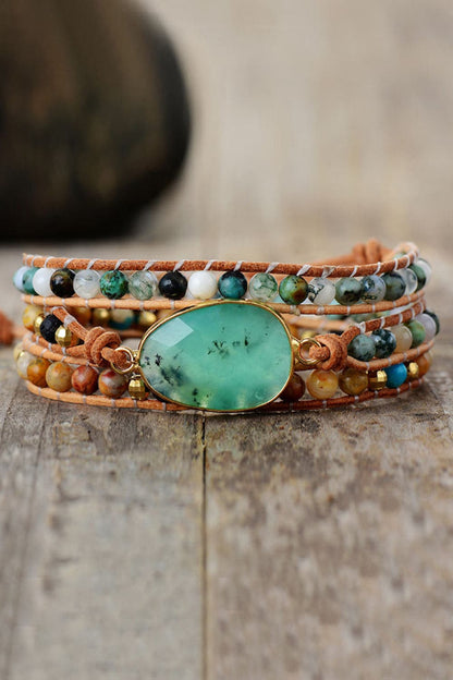 Natural Stone & Agate Layered Bracelet.