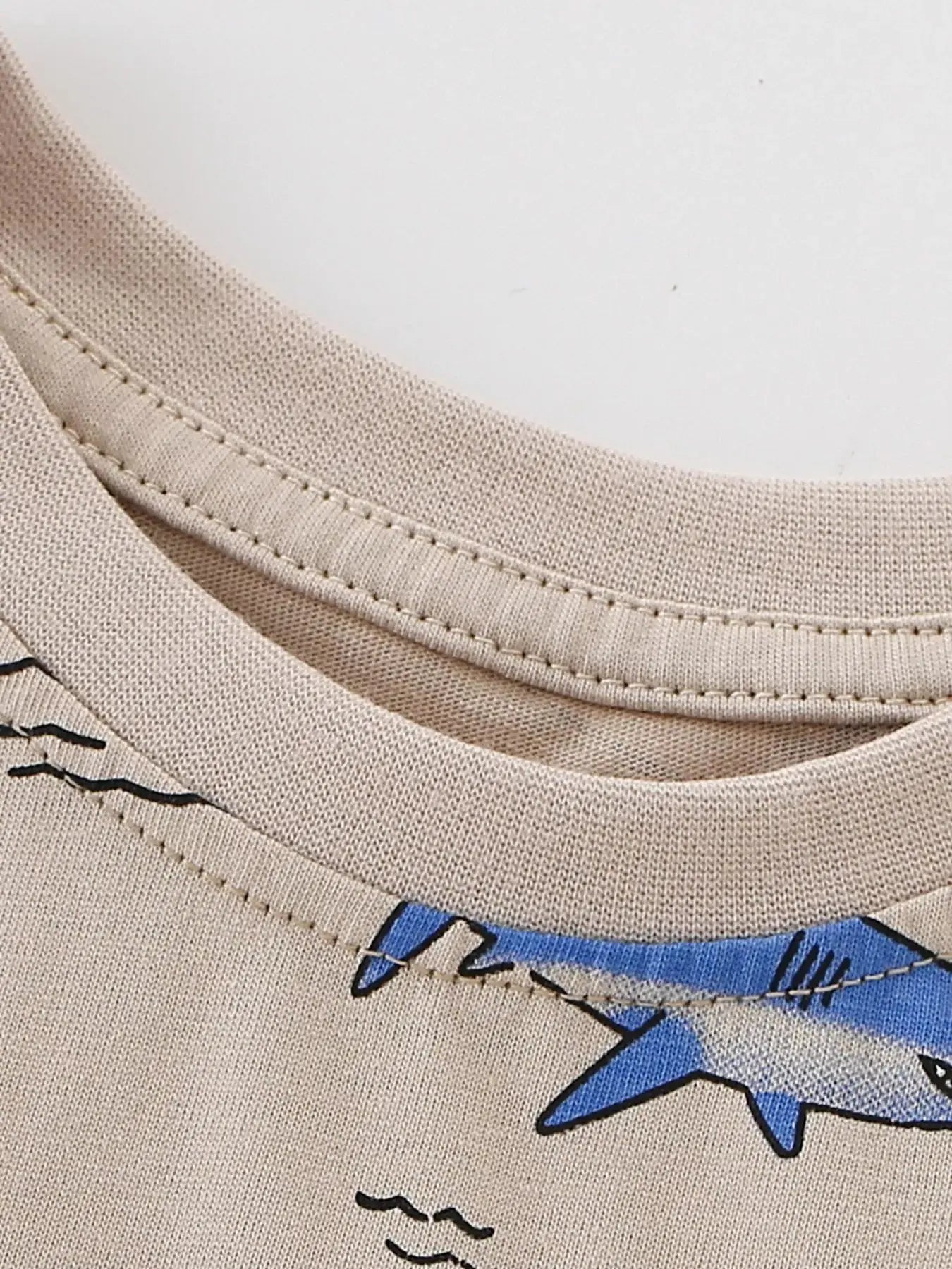Children's Shark Print Crew Neck Short Sleeve T-Shirt Simply Love