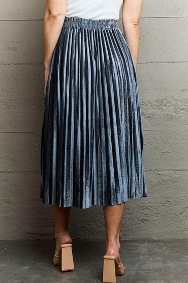 Ninexis Accordion Pleated Flowy Midi Skirt.